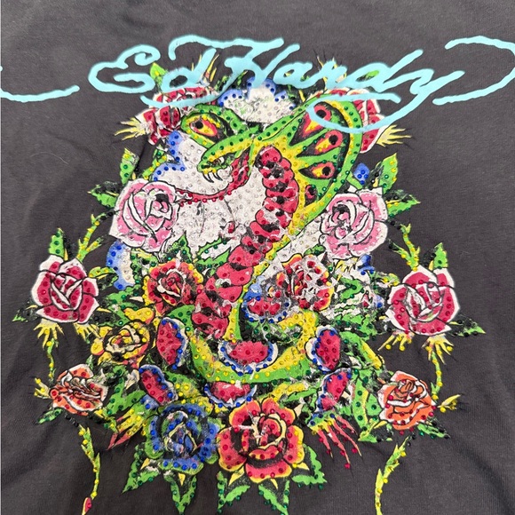 Ed Hardy Charcoal Graphic Tee - Picture 2 of 4